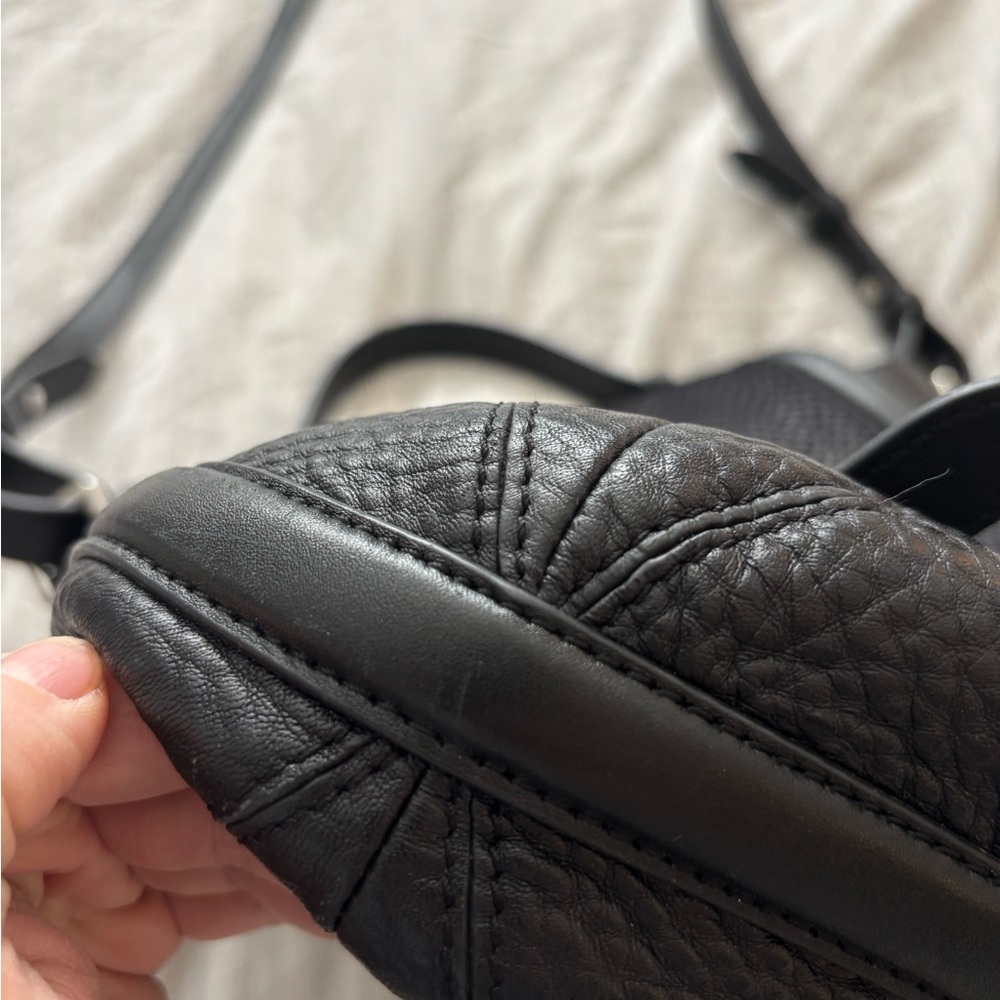 Black Textured Leather Women’s Crossbody Satchel - Picture 2 of 8